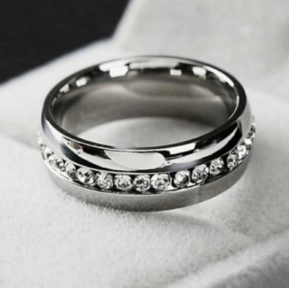 Mens Cubic Zirconia Silver Ring